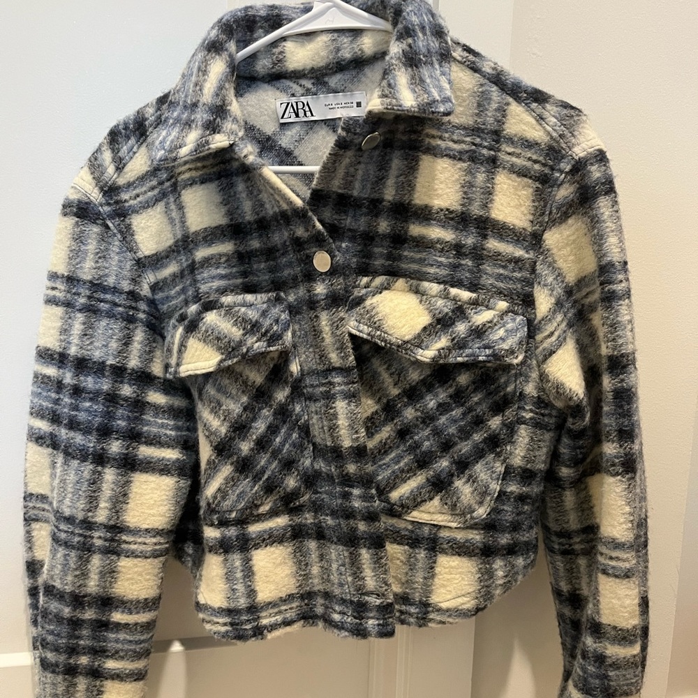 zara plaid cropped jacket